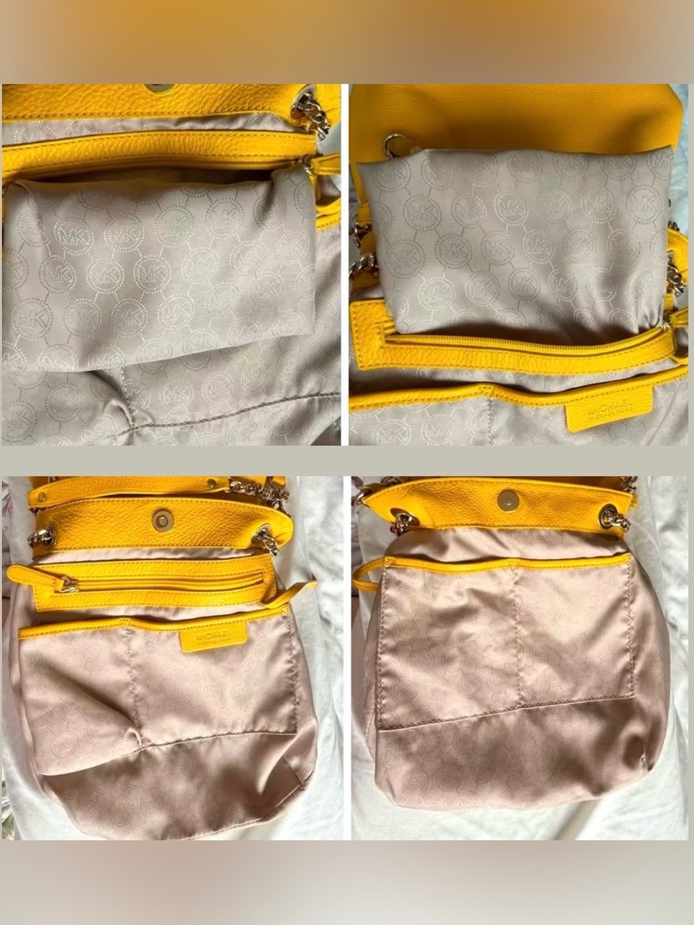 Michael Kors golden sun Pebbled Leather MK Charm purse - Picture 13 of 17